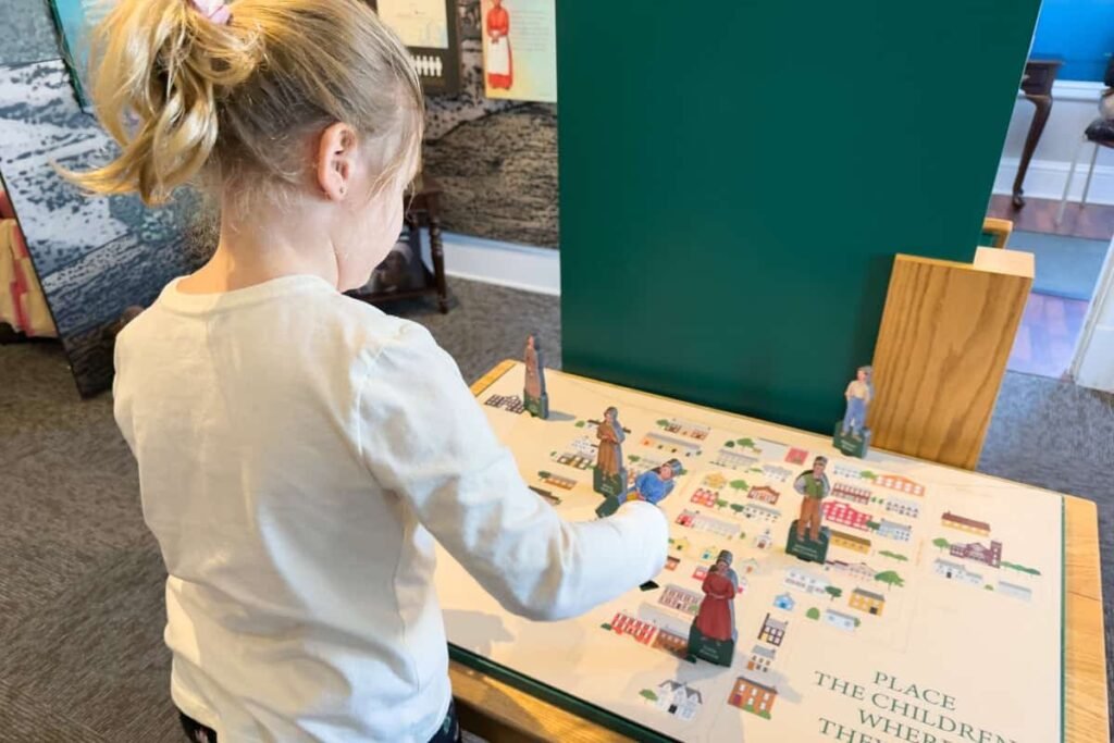Child playing with an interactive toy at the Children of Gettysburg 1863 Museum in Pennsylvania